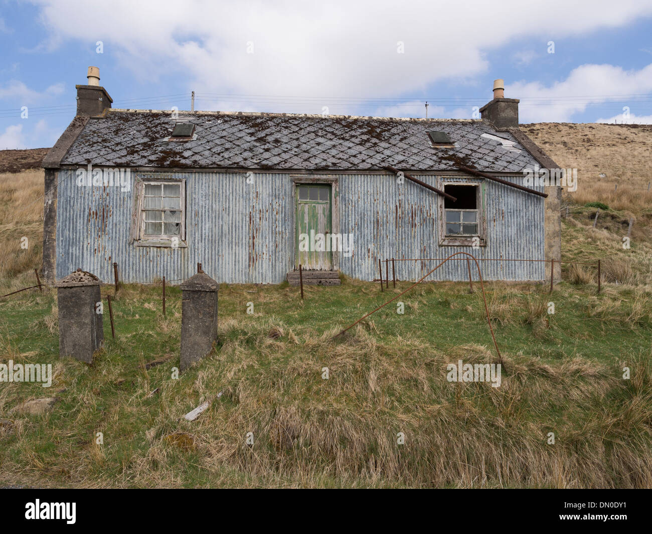 Abbandonato Casa Croft, isola di Lewis, Scozia Foto Stock