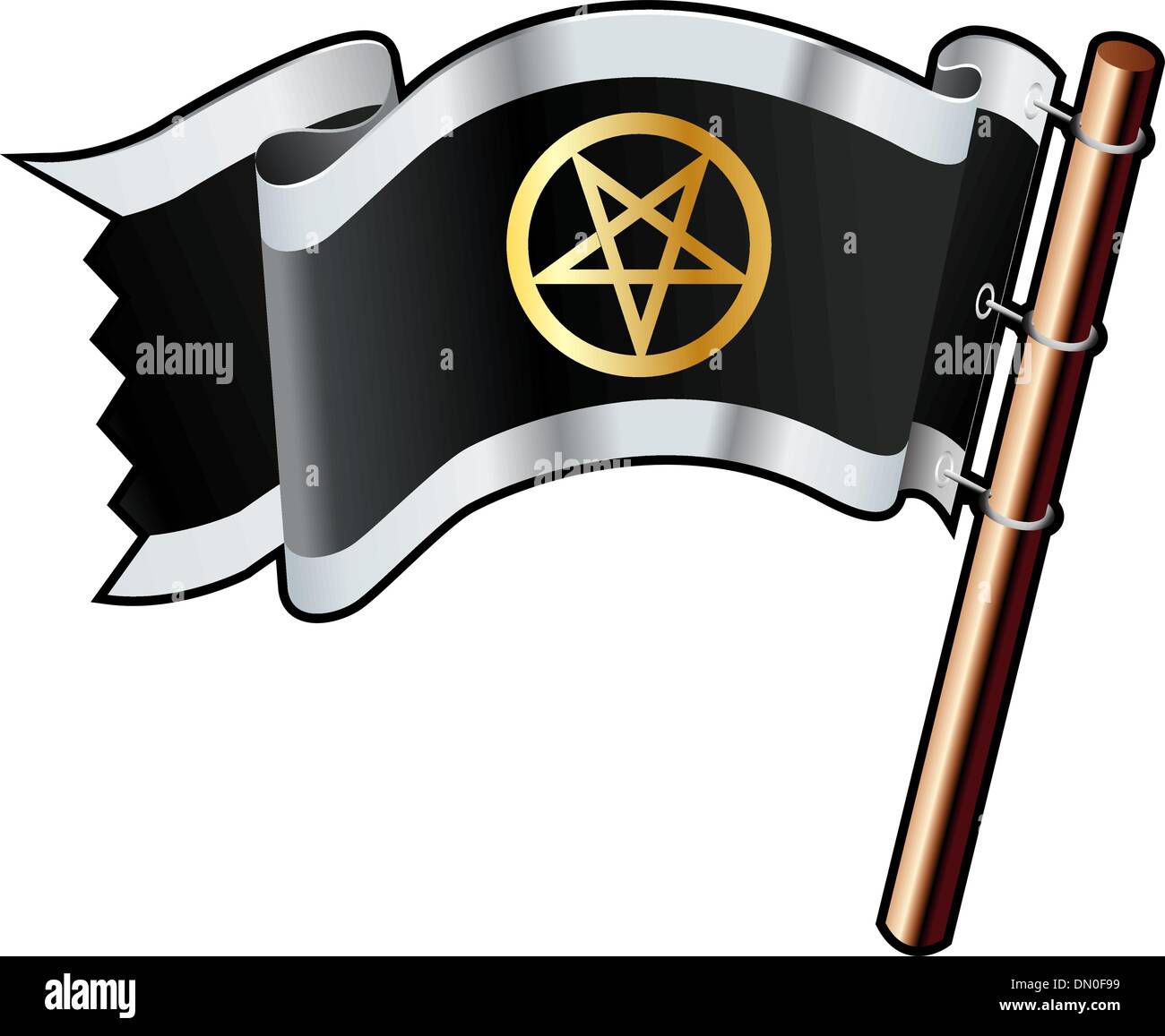 Pentagramma bandiera pirata Illustrazione Vettoriale