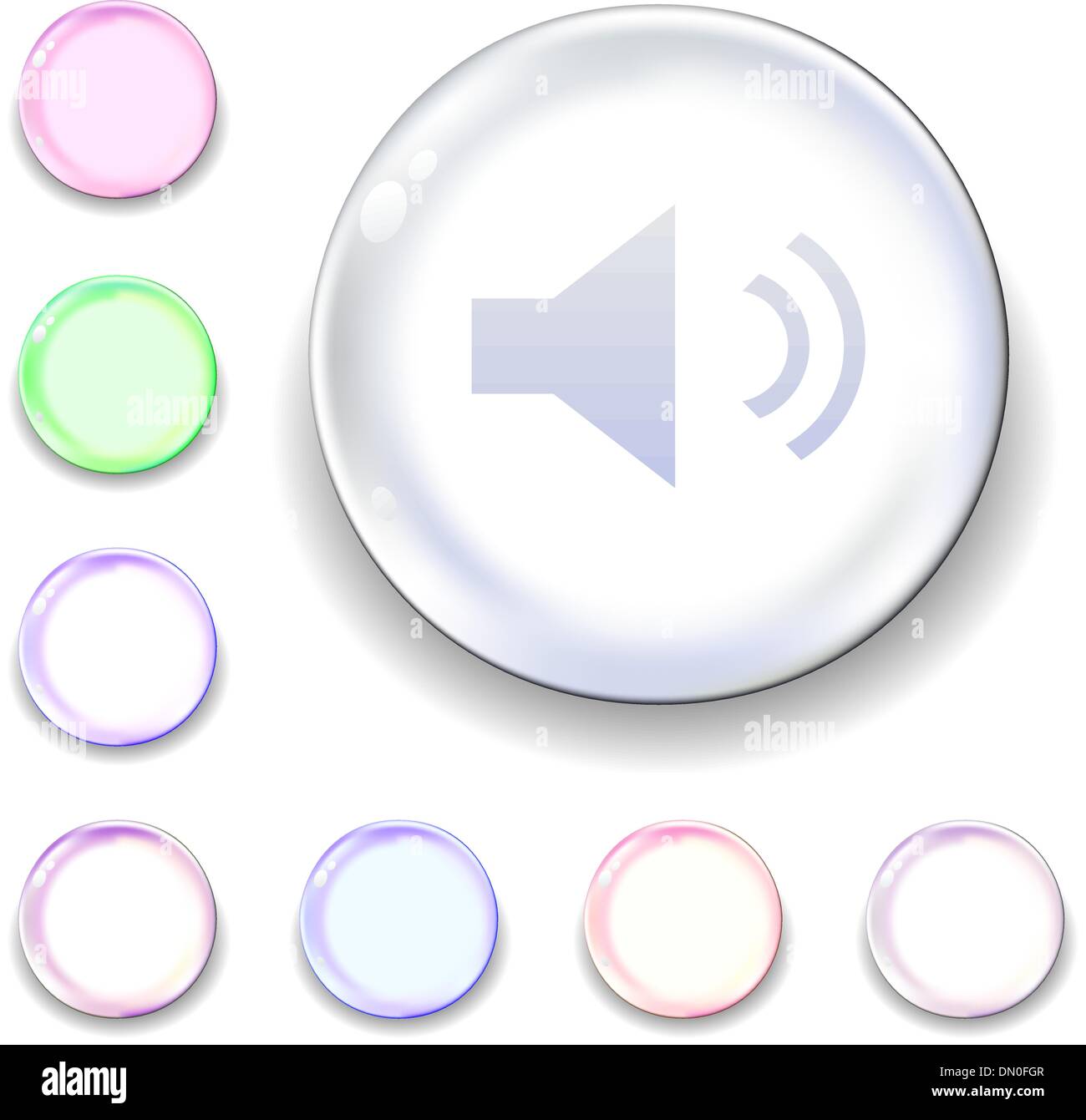 Volume e Mute vetro icona orb Illustrazione Vettoriale