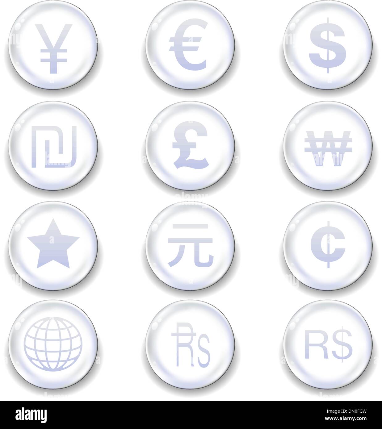 Valuta Internazionale icona impostare Illustrazione Vettoriale