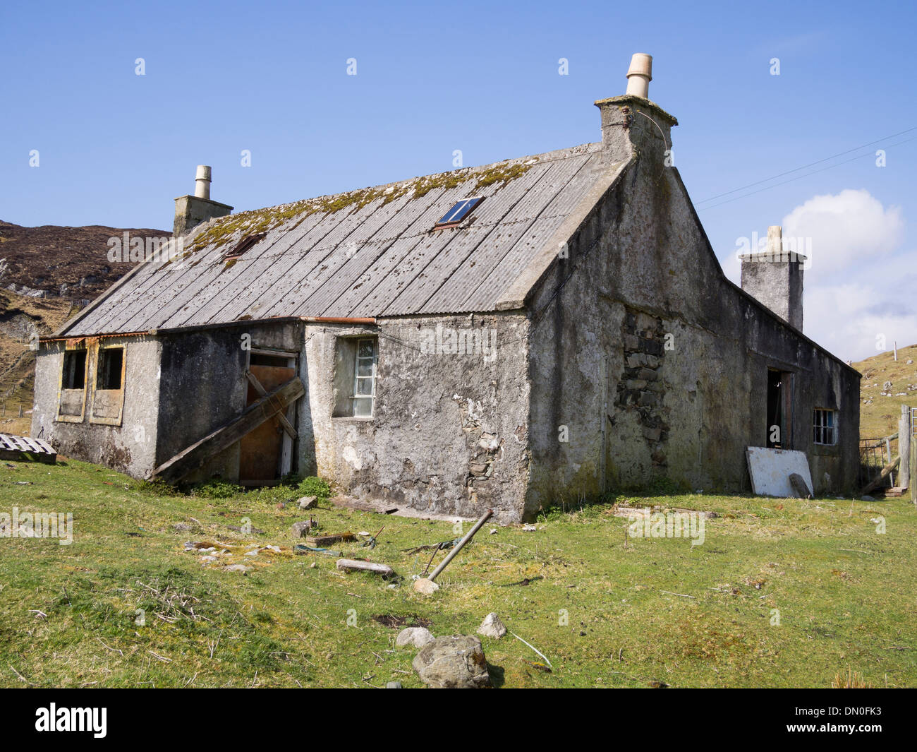 Abbandonato Casa Croft, isola di Lewis, Scozia Foto Stock