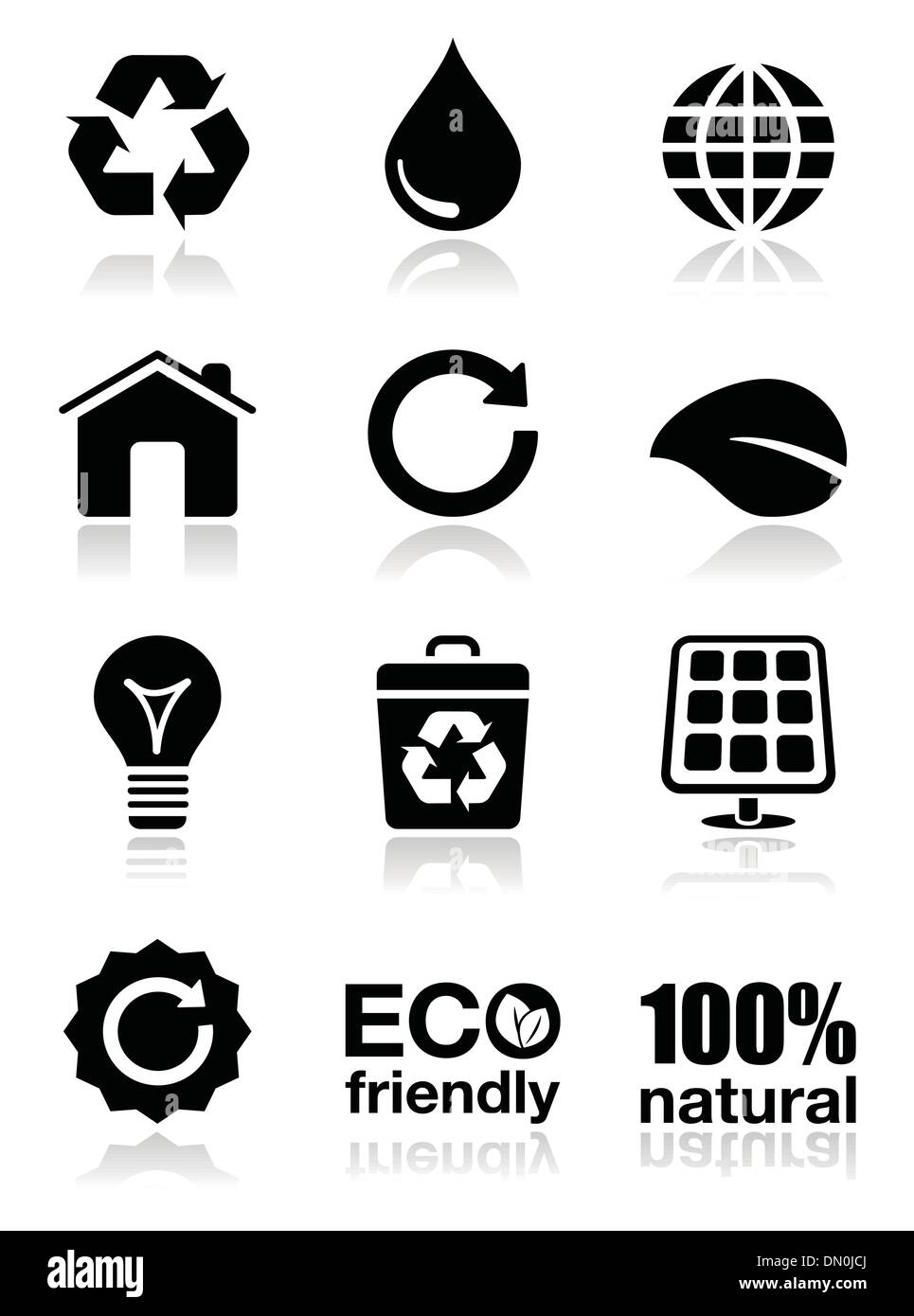 Ecologia verde set di icone Illustrazione Vettoriale