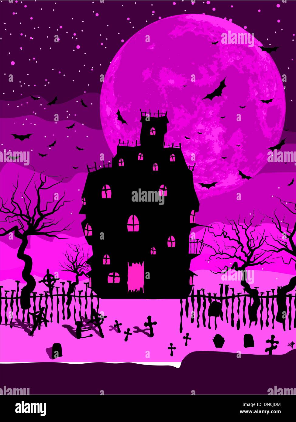 Scary Halloween vettore con magica abbazia. EPS 8 Illustrazione Vettoriale