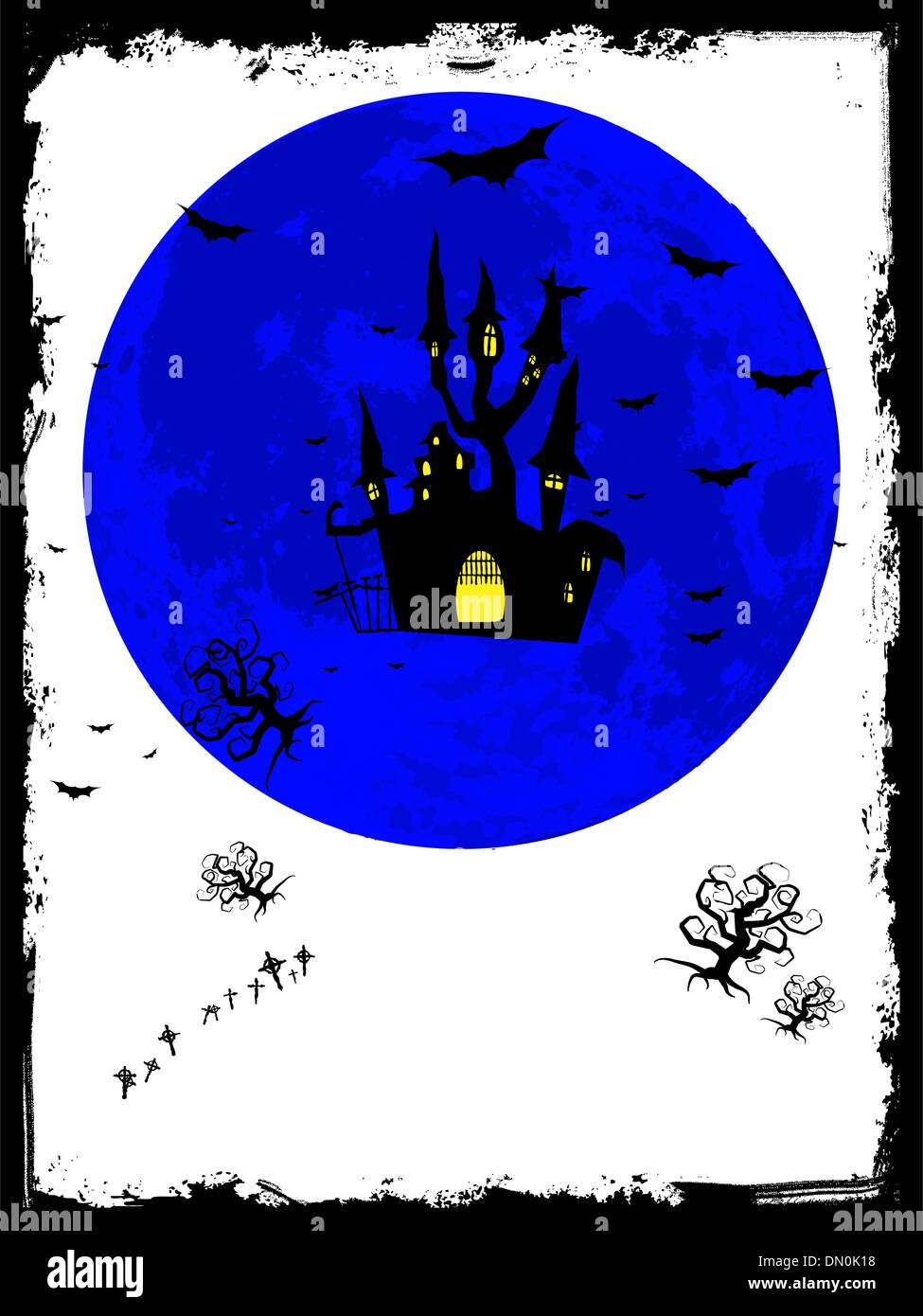 Scary Halloween vettore con magica abbazia. EPS 8 Illustrazione Vettoriale