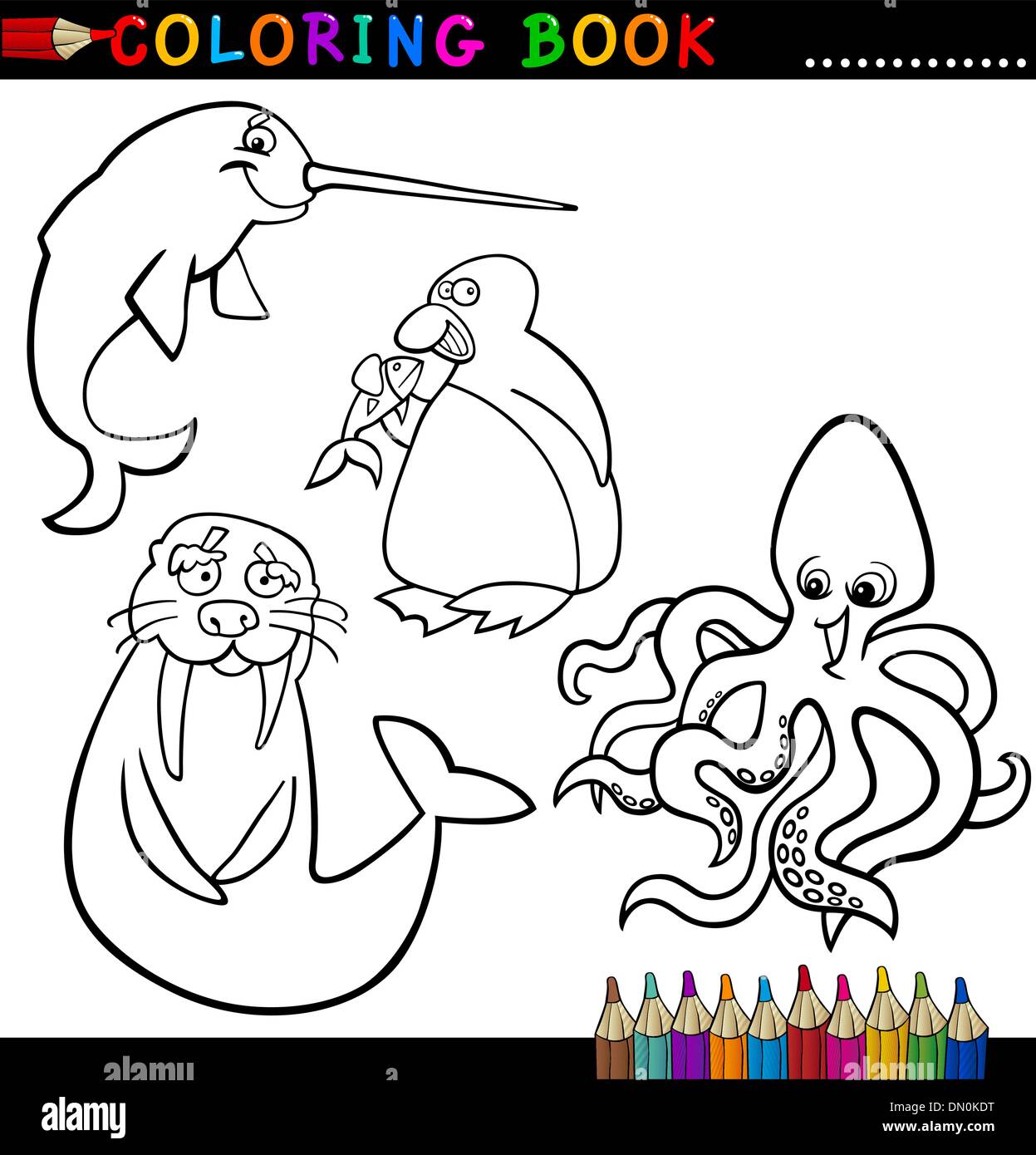 Animali per il libro da colorare o pagina Illustrazione Vettoriale