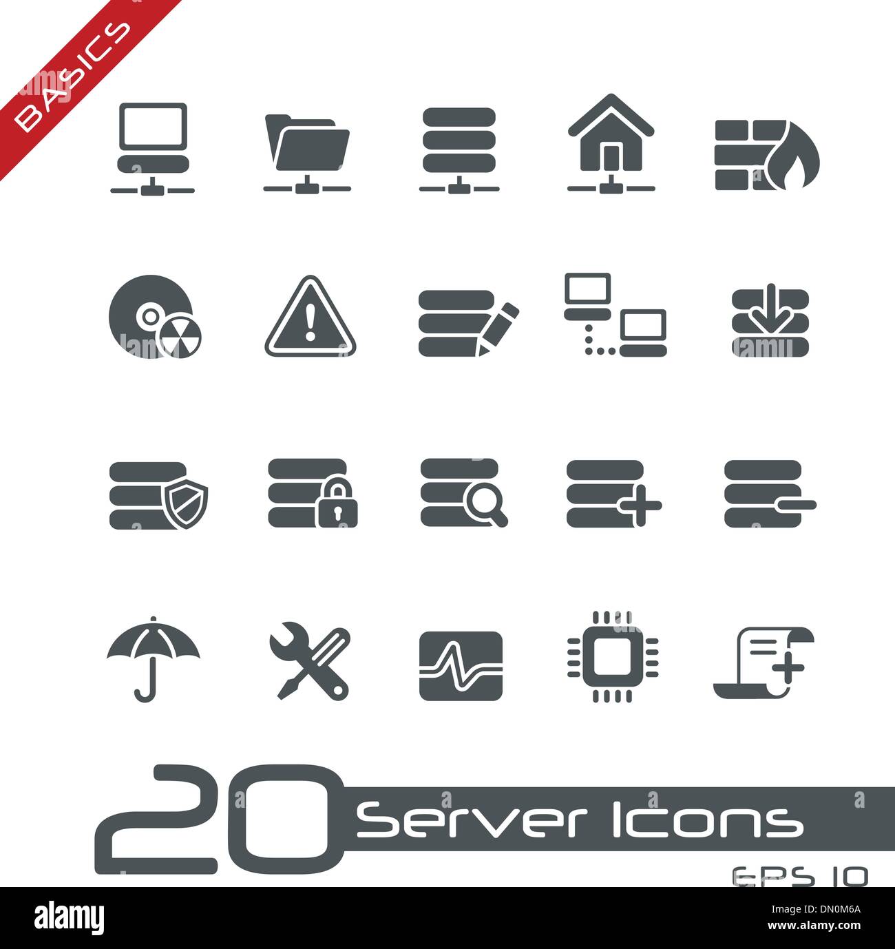 Le icone del server // nozioni di base Illustrazione Vettoriale