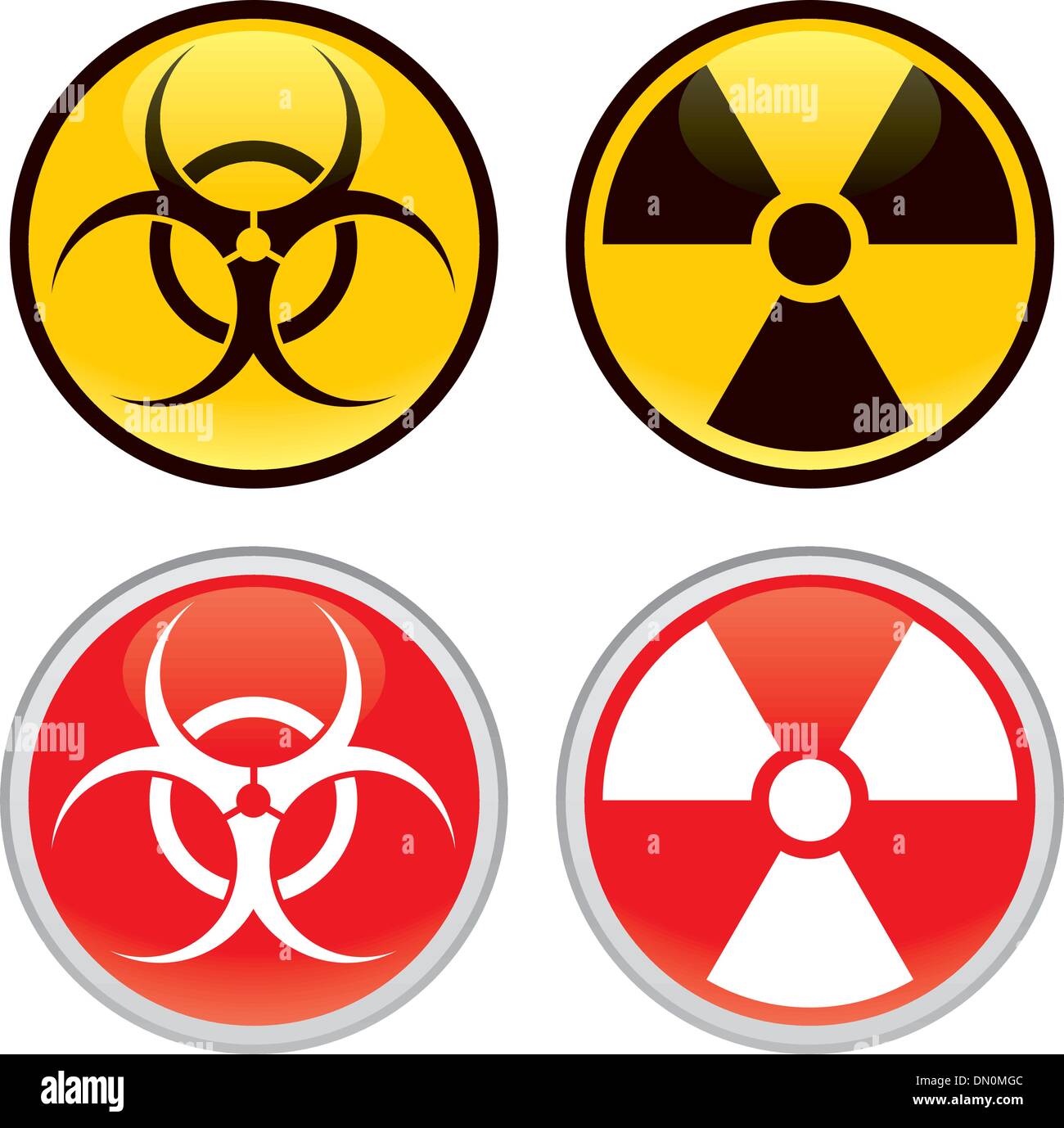 Biohazard radioattivi e cartelli di avvertimento Illustrazione Vettoriale