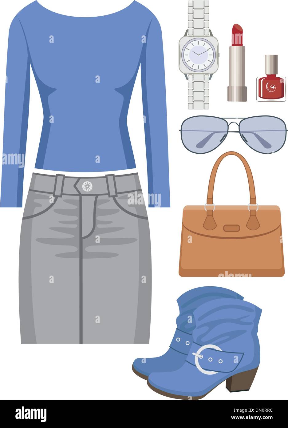 Set di moda con una gonna e un maglione Illustrazione Vettoriale