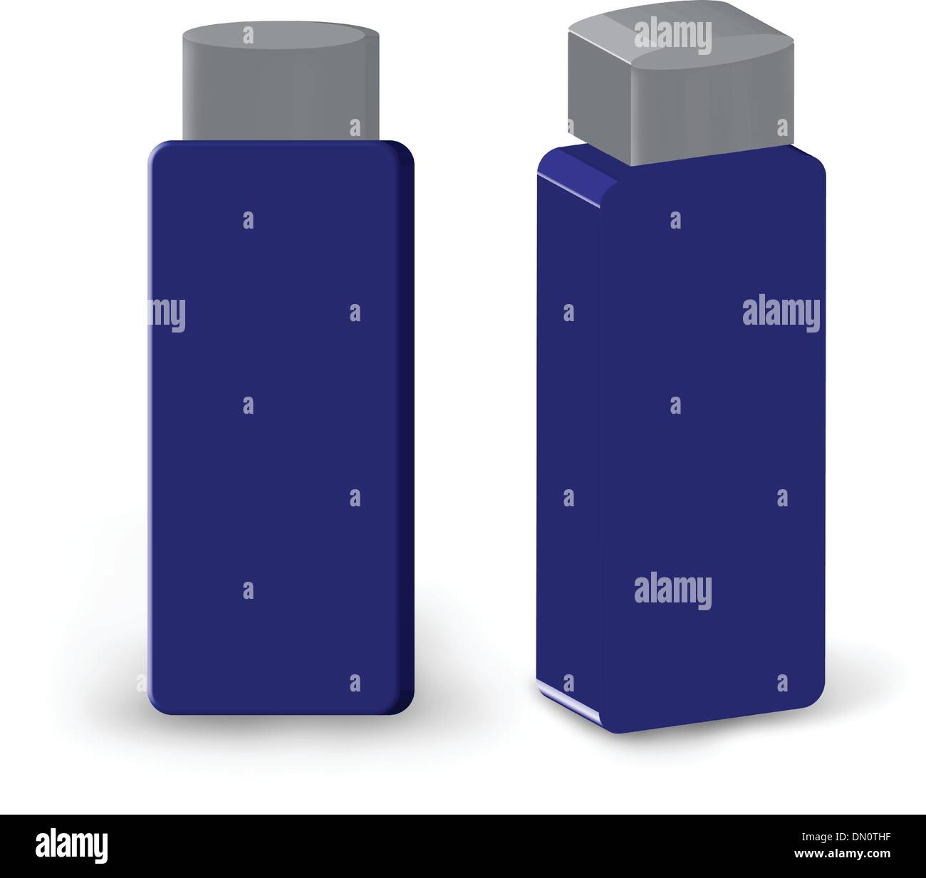 Bottiglia blu con coperchio grigio per prodotti cosmetici Illustrazione Vettoriale