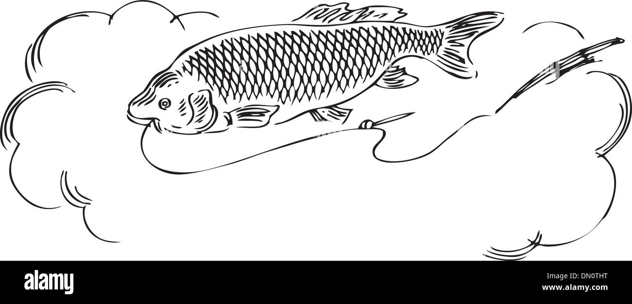 Pesca con lenza da pesca Illustrazione Vettoriale