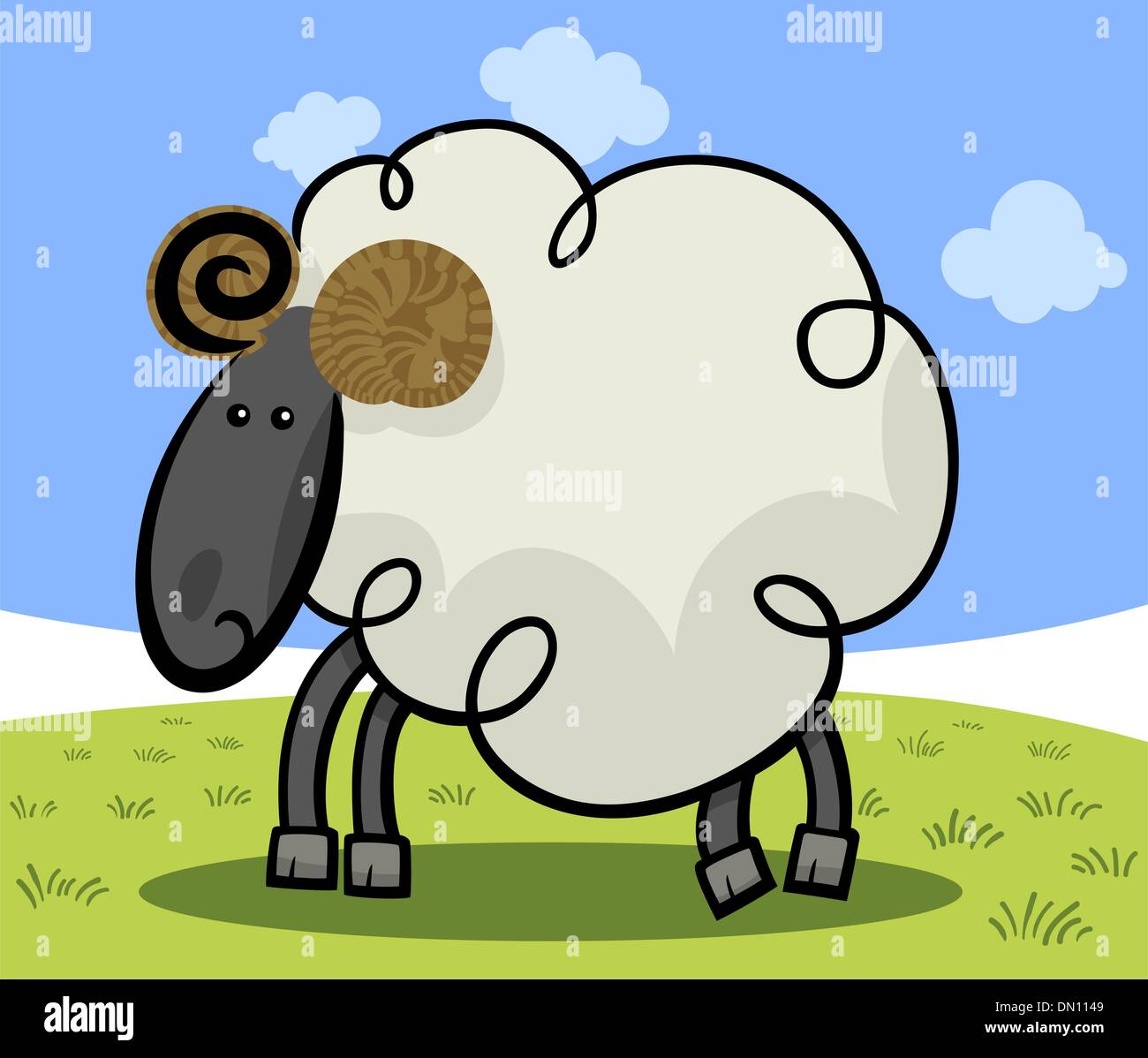 Cartoon illustrazione della ram o ovini Illustrazione Vettoriale