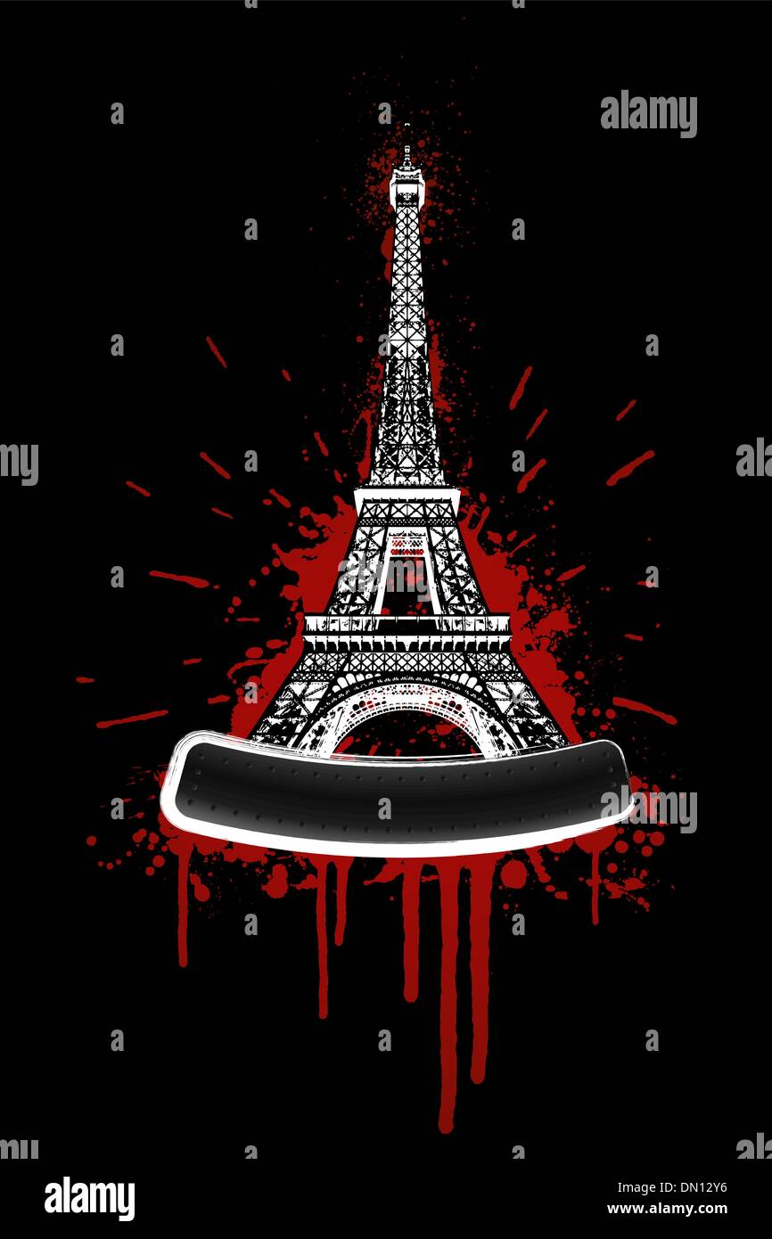 Bloody torre Eiffel design Illustrazione Vettoriale