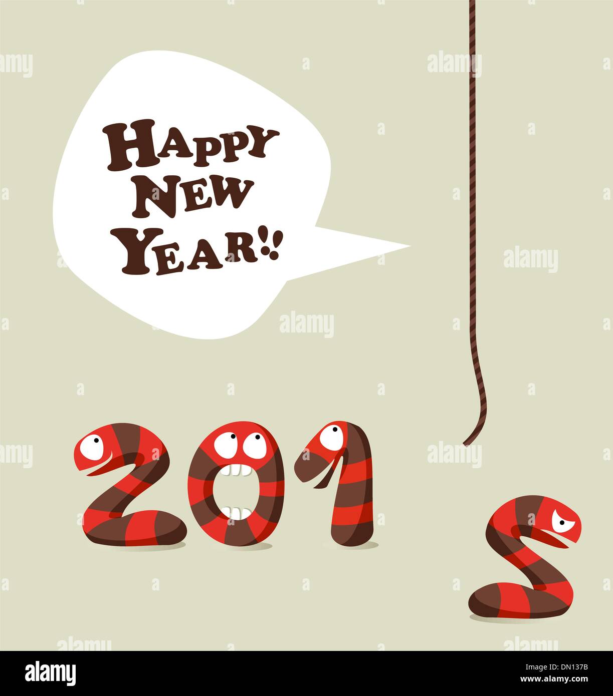 Divertente snake felice anno nuovo 2013 biglietto di auguri Illustrazione Vettoriale