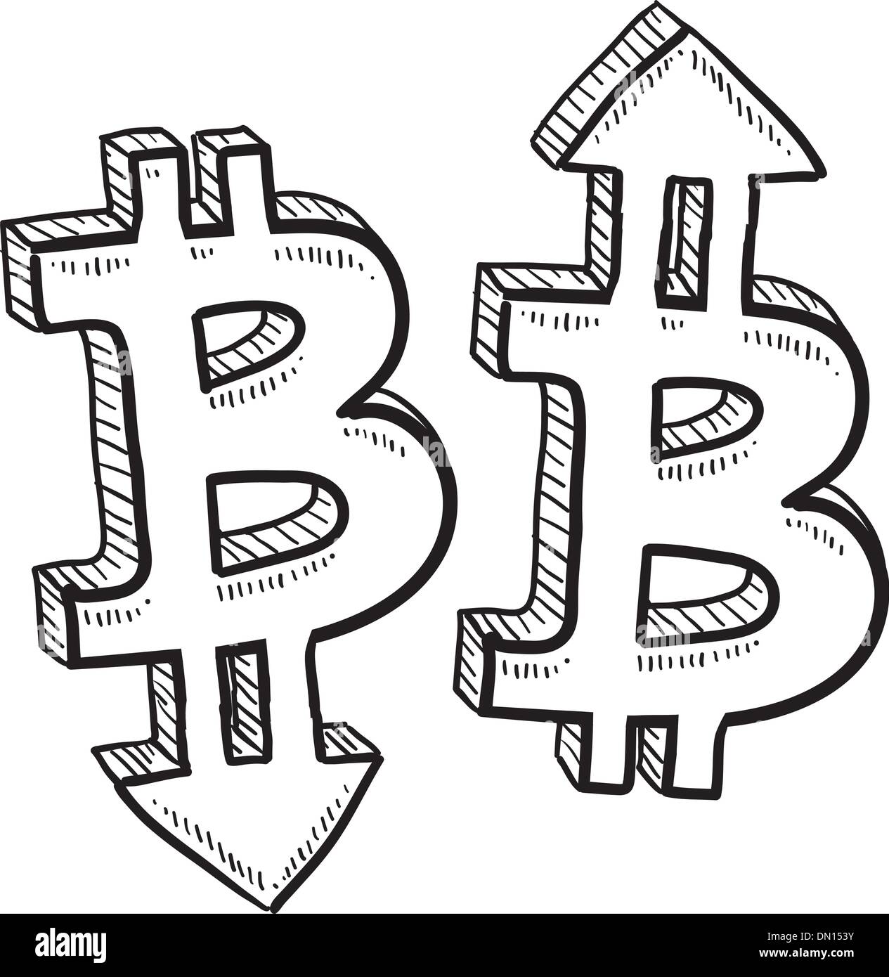 Moneta Bitcoin schizzo di valore Illustrazione Vettoriale