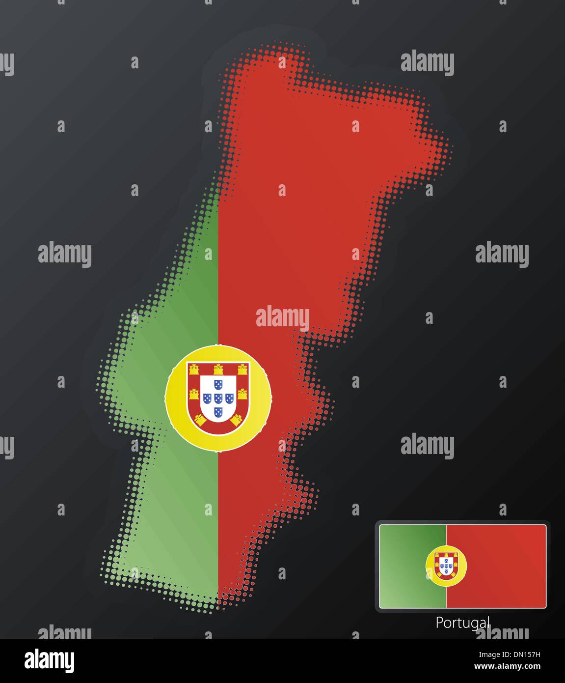 Il Portogallo moderno mappa di mezzitoni elemento di design Illustrazione Vettoriale