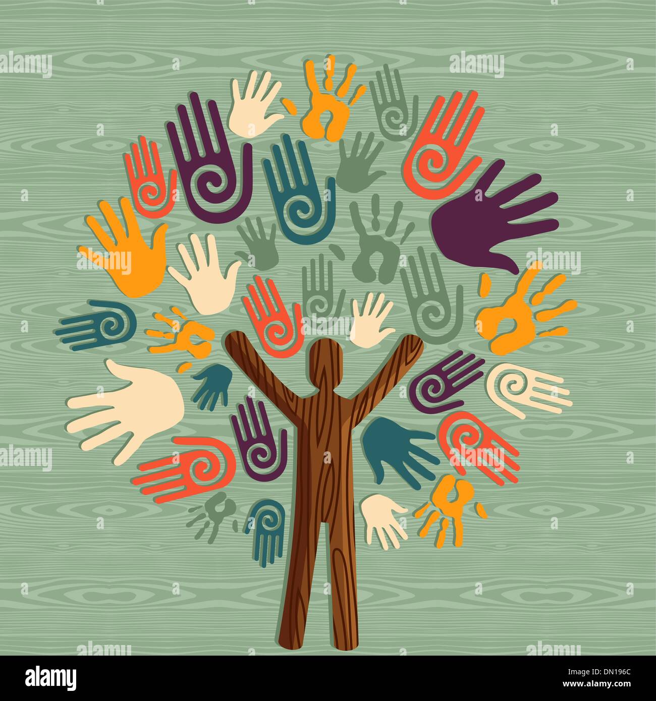 La diversità umana mani ad albero Illustrazione Vettoriale
