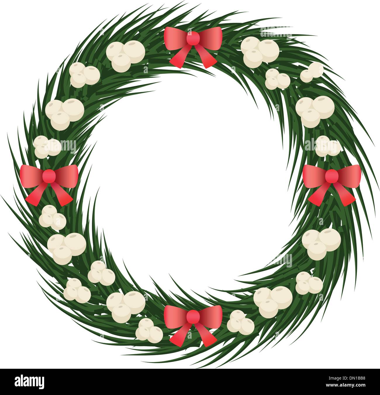 Ghirlanda di Natale con bacche di colore bianco Illustrazione Vettoriale
