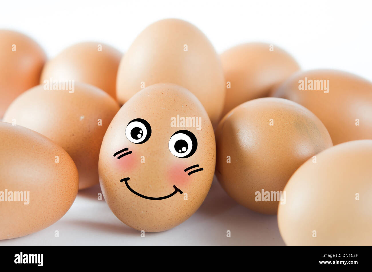 Un uovo marrone su sfondo bianco . Foto Stock