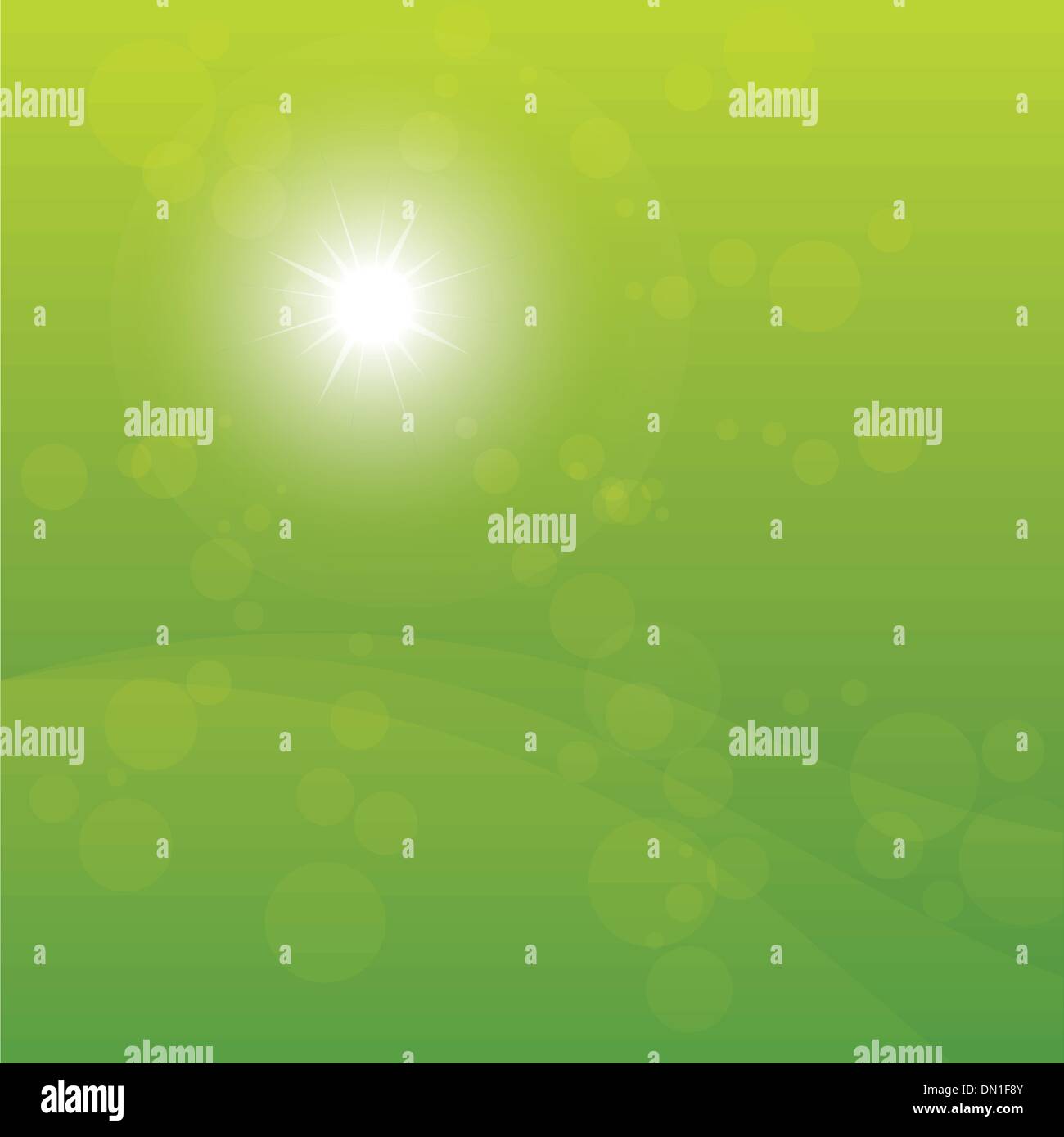 Sole brillante Burst sfondo verde Illustrazione Vettoriale