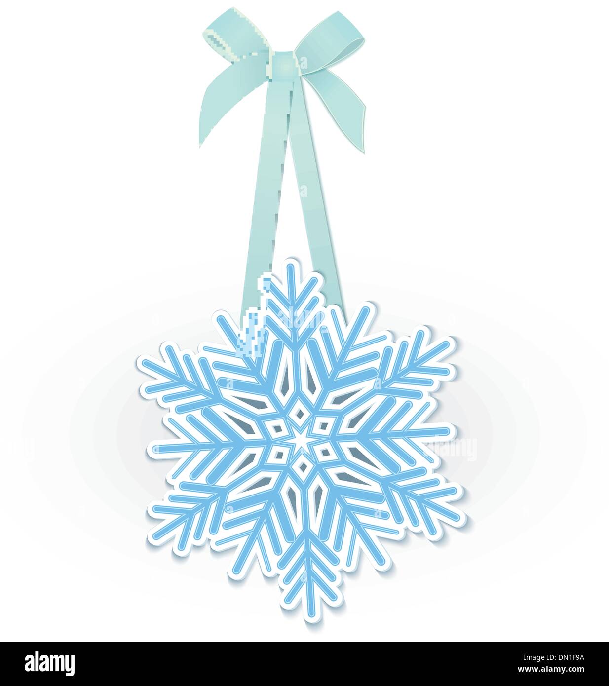 Il simbolo del fiocco di neve sul vettore a nastro Illustrazione Vettoriale