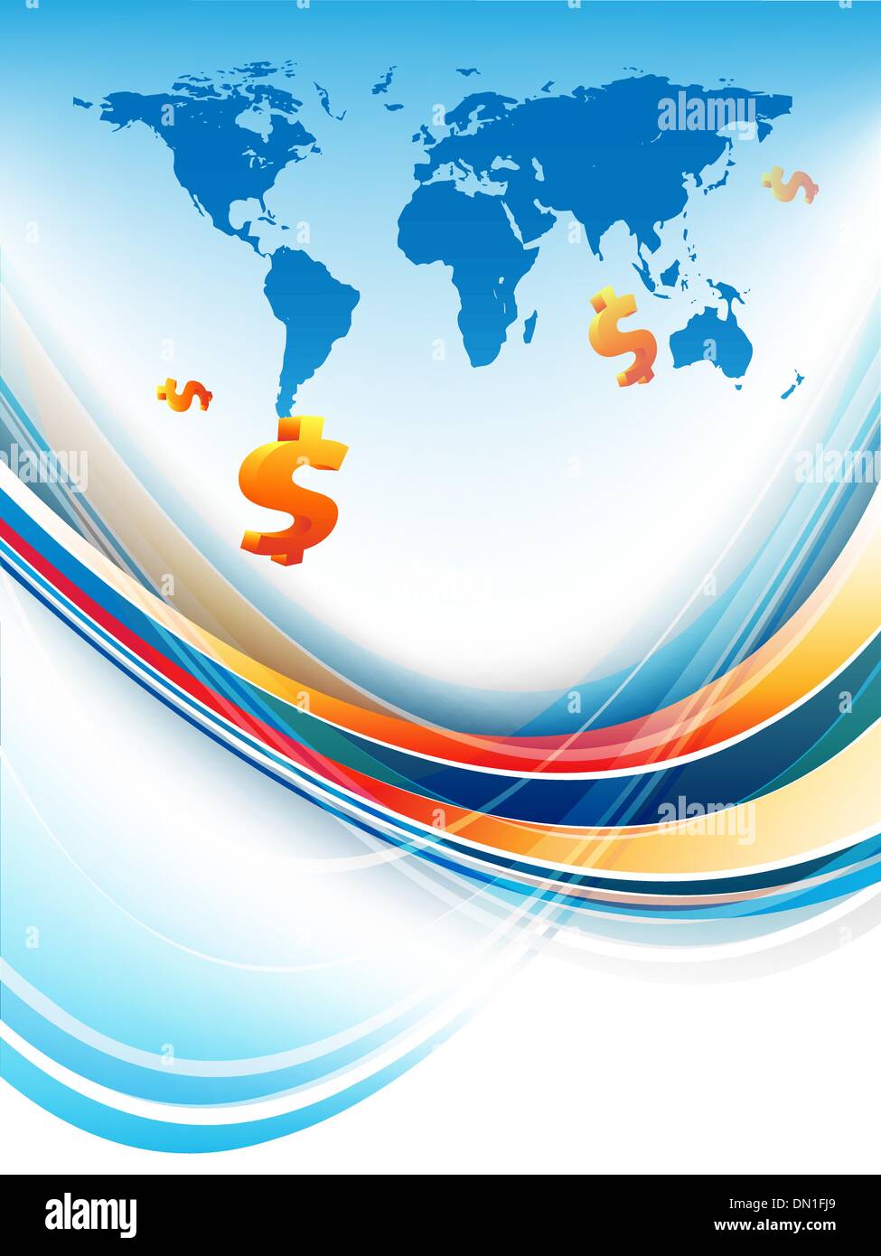 Sfondo vettoriale con dollari Illustrazione Vettoriale