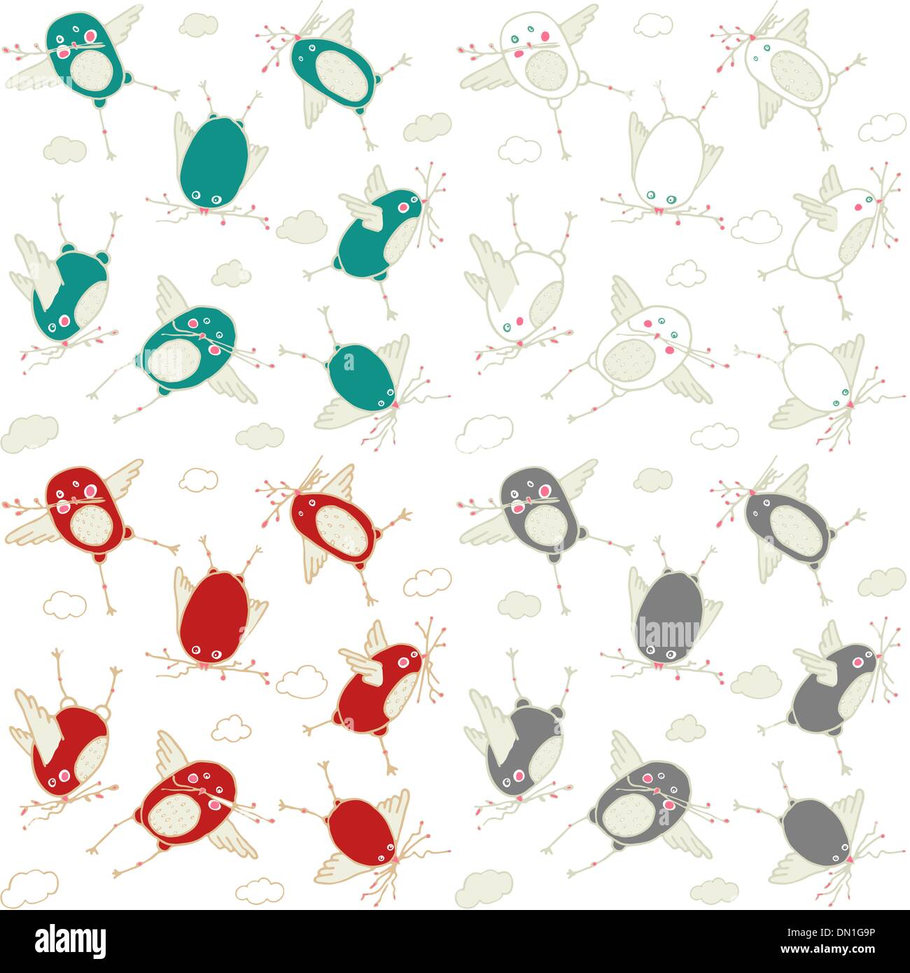 Divertente Uccelli modello senza giunture Illustrazione Vettoriale