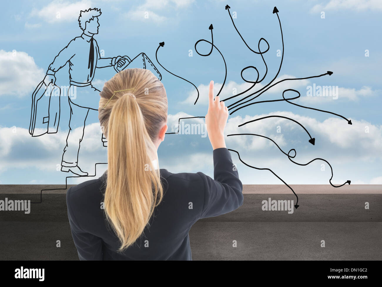 Immagine composita di imprenditrice puntato da qualche parte Foto Stock