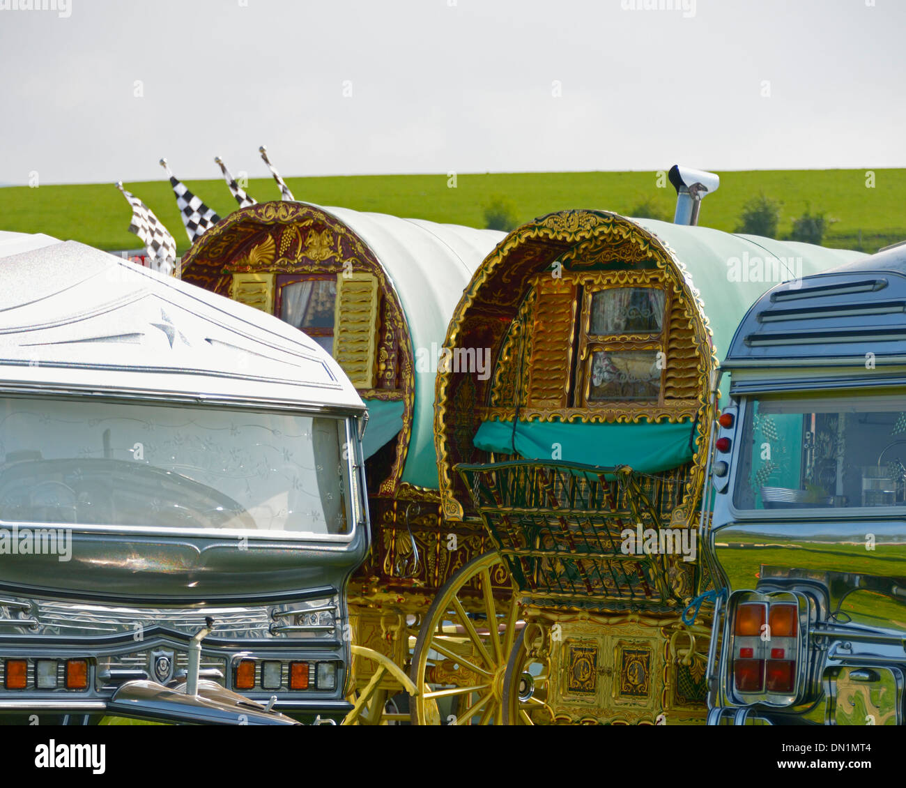 Viaggiatore Gypsy Caravan. Appleby Horse Fair, Giugno 2013. Appleby-in-Westmoreland, Cumbria, England, Regno Unito, Europa. Foto Stock