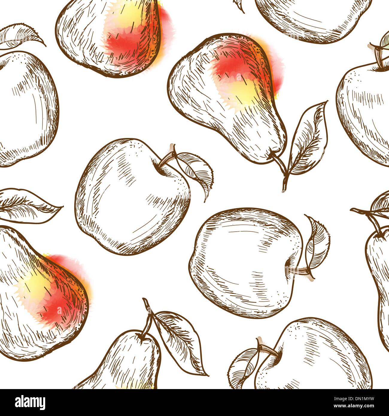 Modello senza soluzione di continuità con le mele e le pere Illustrazione Vettoriale