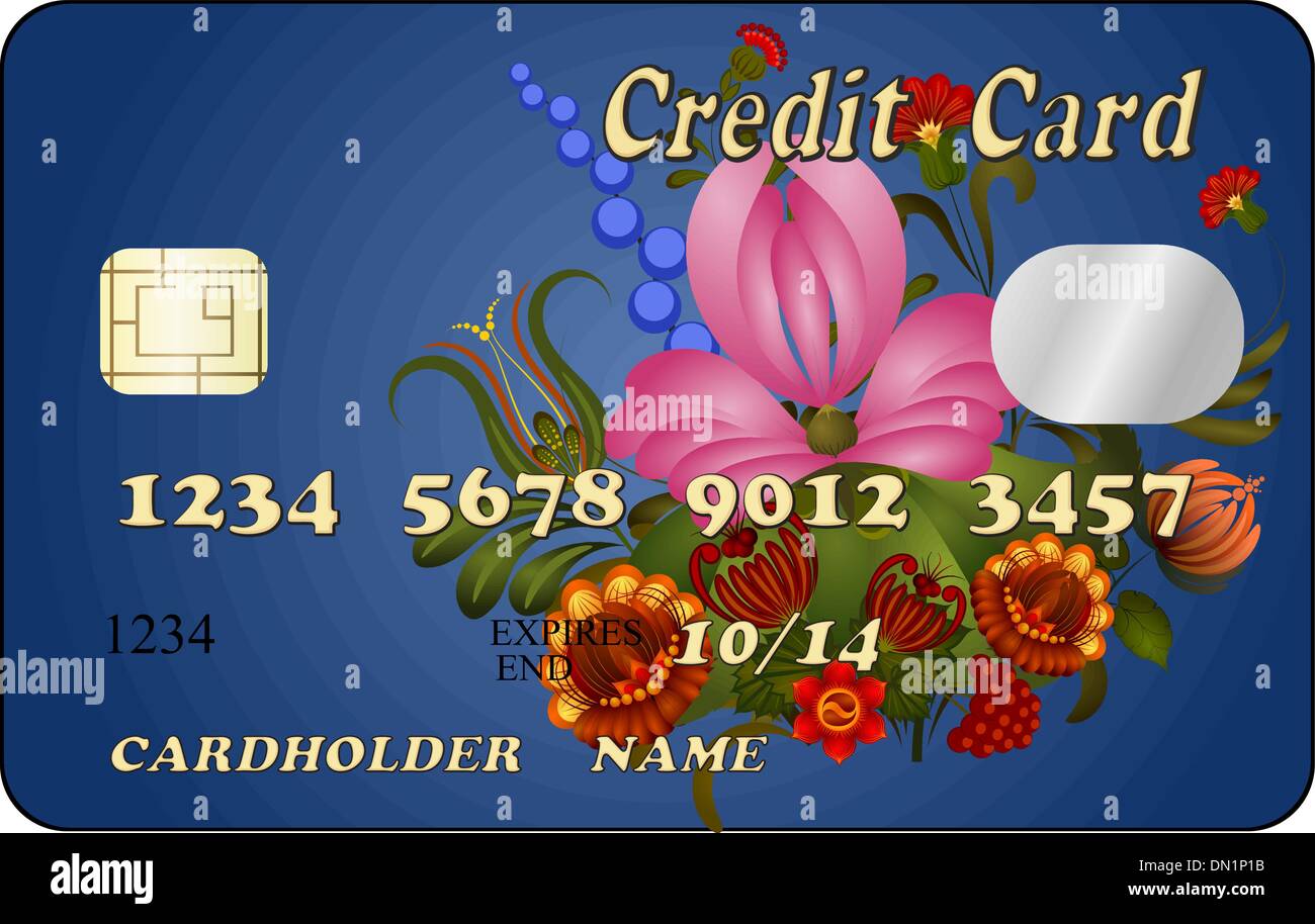 Abstract carta di credito con ornamenti floreali. eps10 Illustrazione Vettoriale