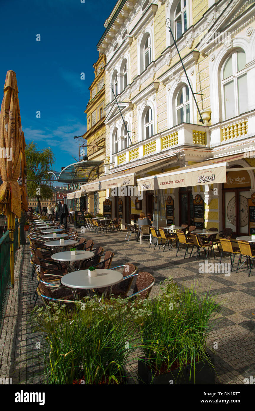 Ristorante Le Terrazze Novotneho Lavka riverside street old town Praga Repubblica Ceca Europa Foto Stock