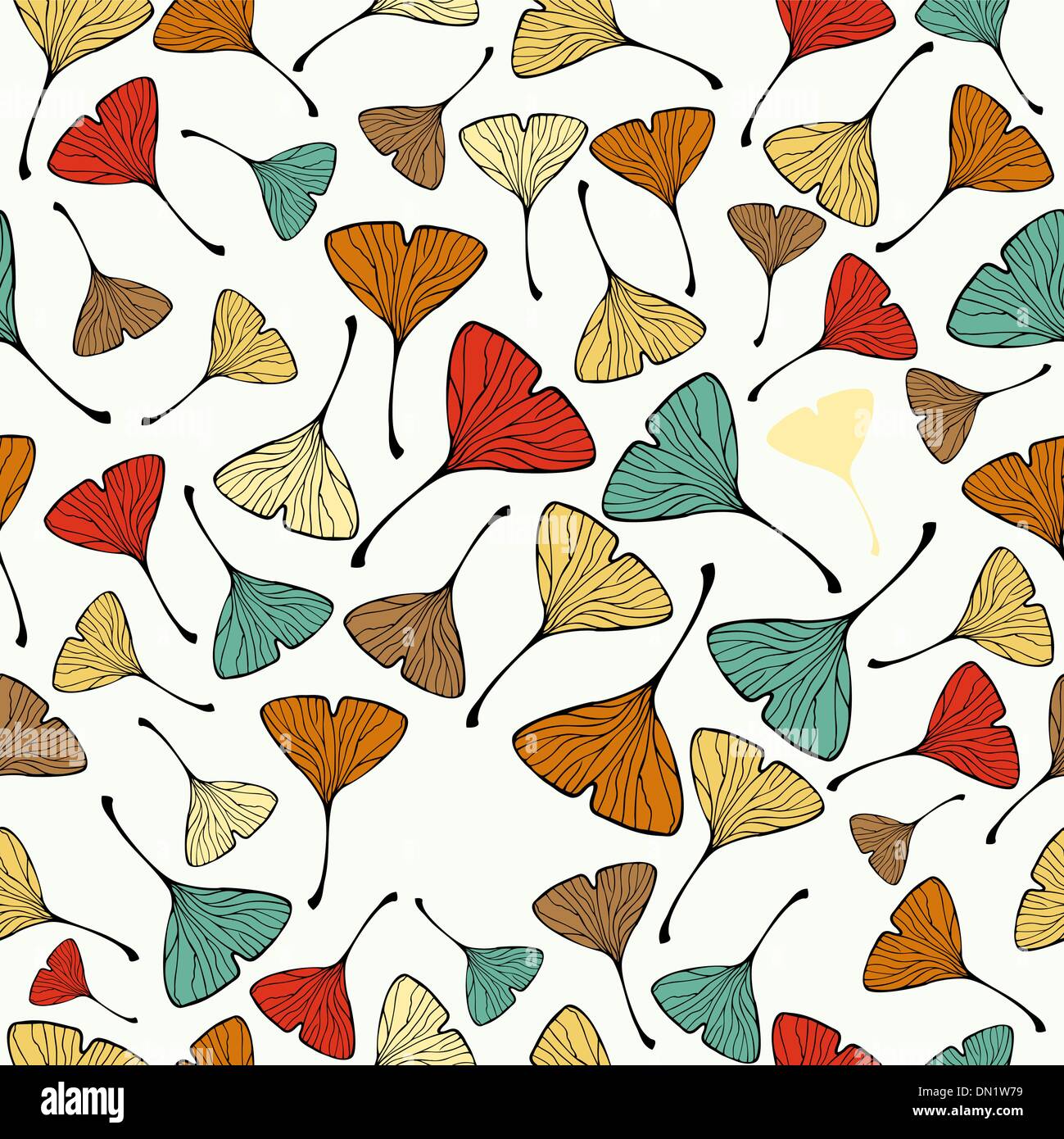 Vintage Ginkgo biloba Leaf pattern Illustrazione Vettoriale