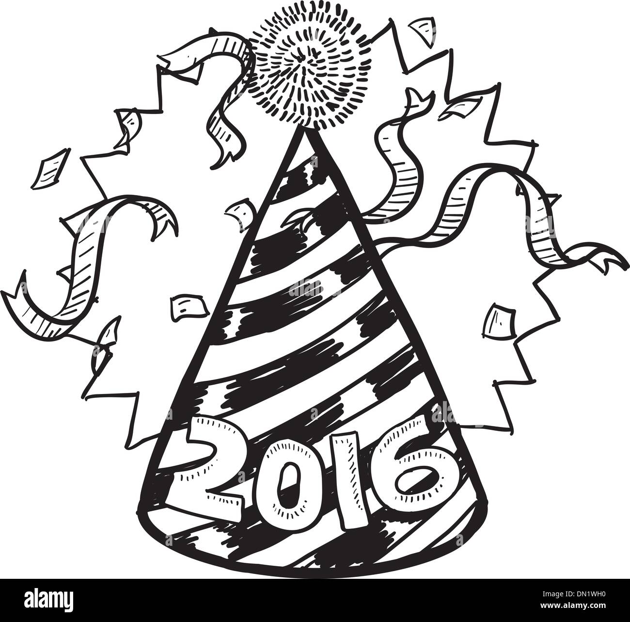 Capodanno 2016 party hat Illustrazione Vettoriale