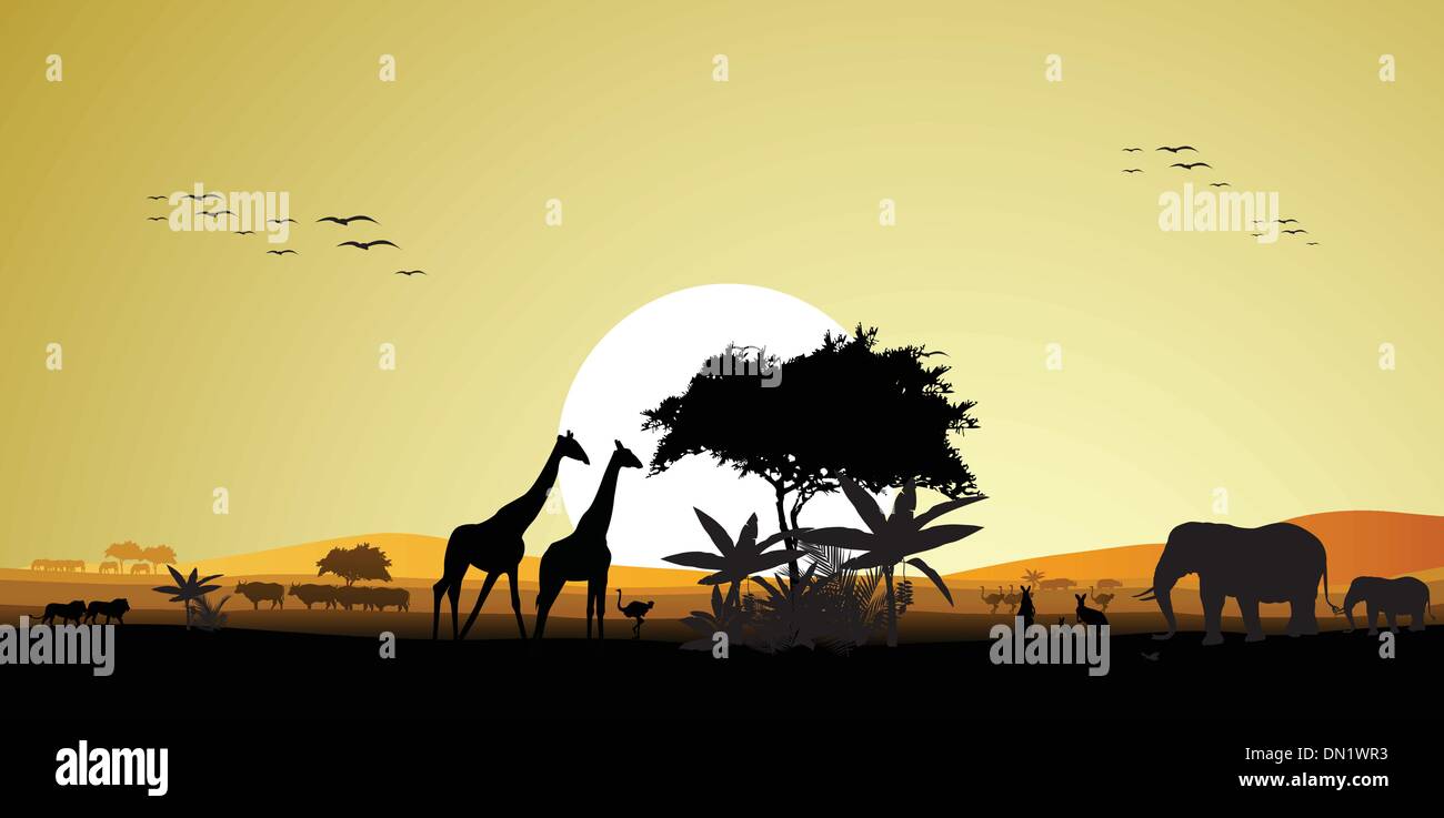 Bellezza silhouette di animale di safari Illustrazione Vettoriale