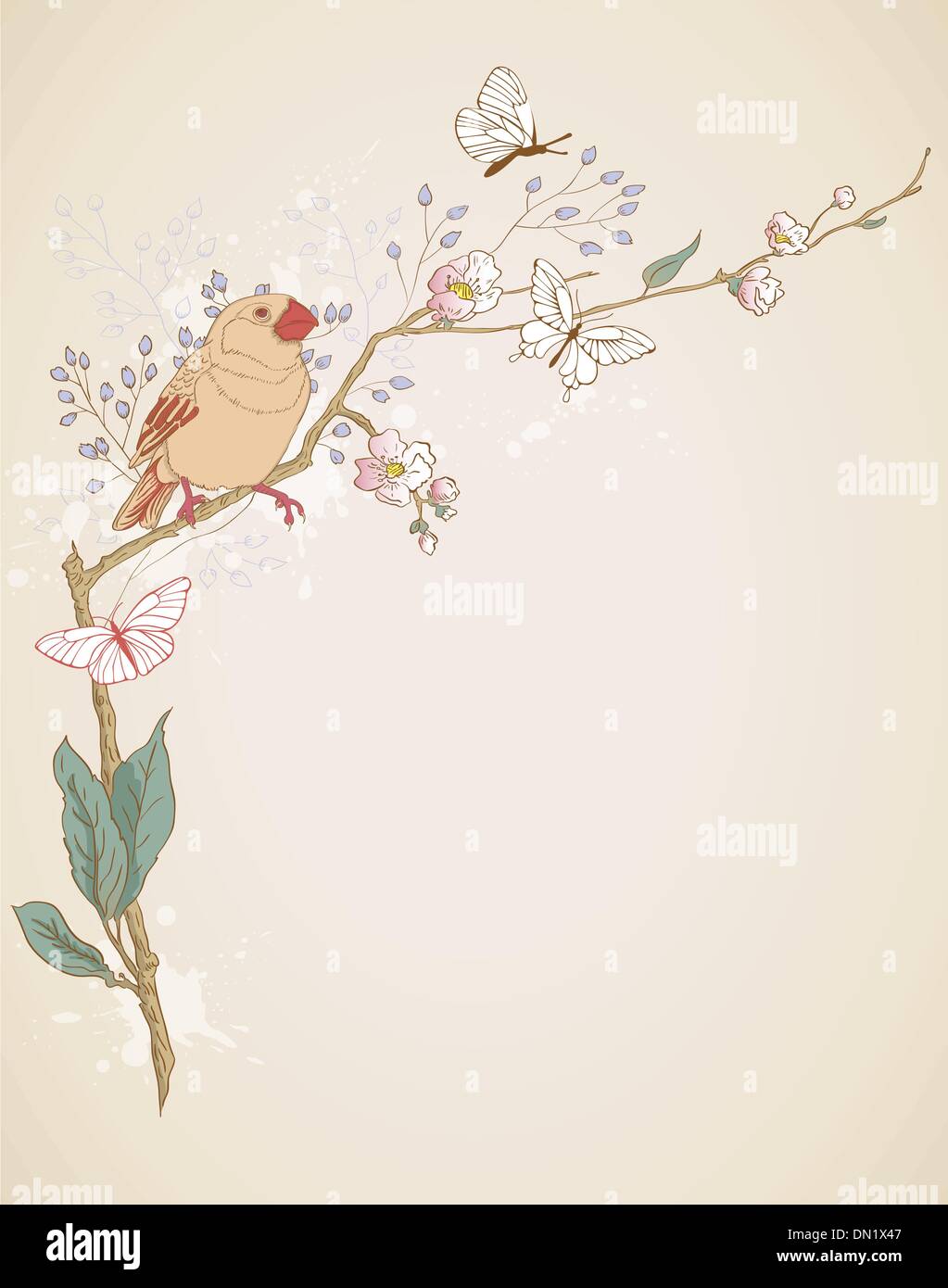 uccello e ramo Illustrazione Vettoriale