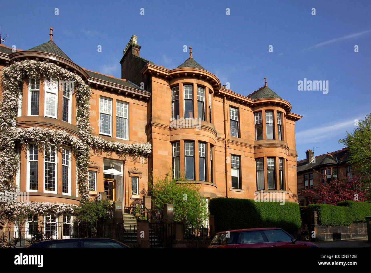 Dowanhill a west end di Glasgow ed elaborare victorian art deco terrazzato town house Foto Stock