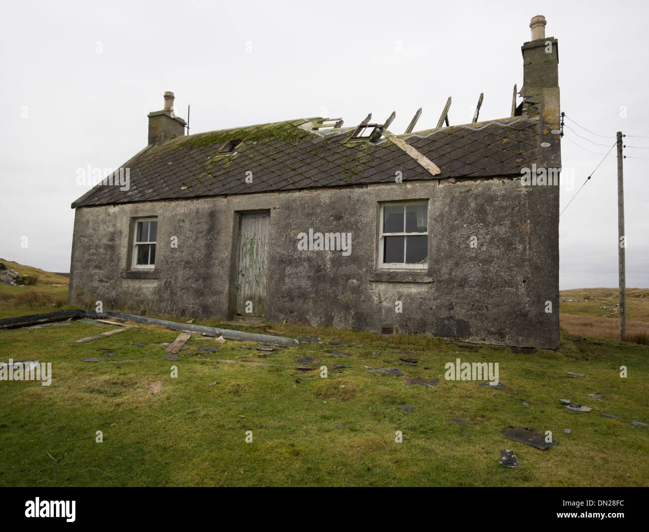 Abbandonato Casa Croft, North Uist, Scozia Foto Stock