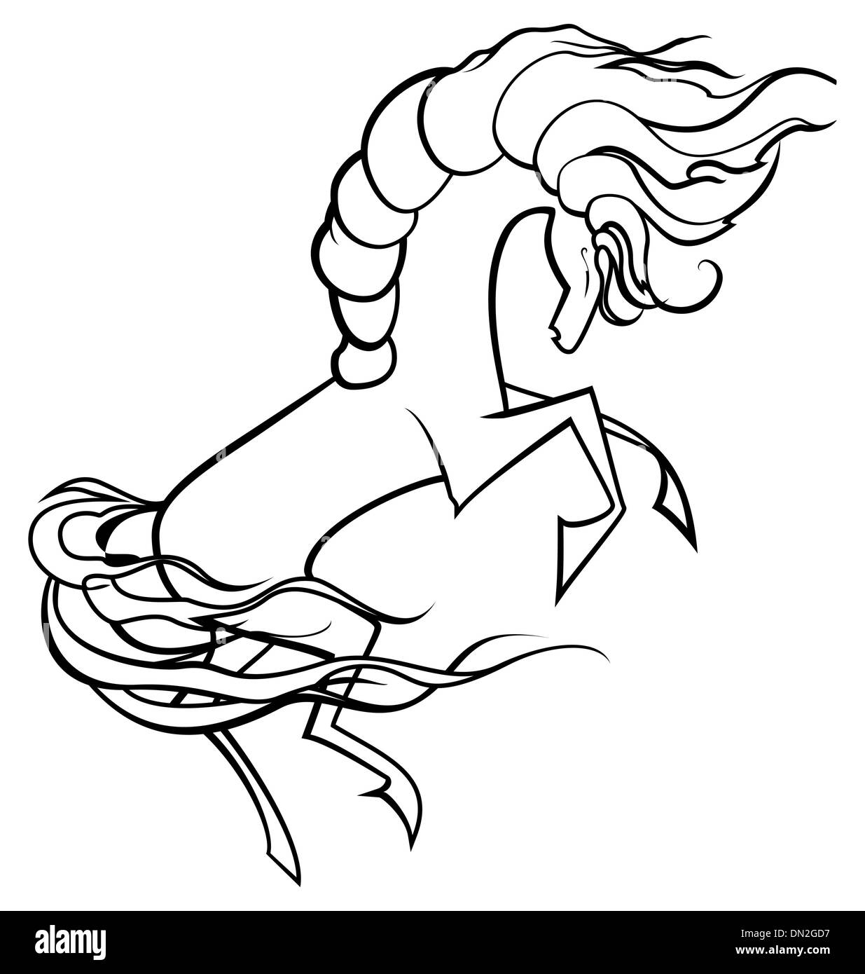 In bianco e nero di vettore di cavallo Illustrazione Vettoriale
