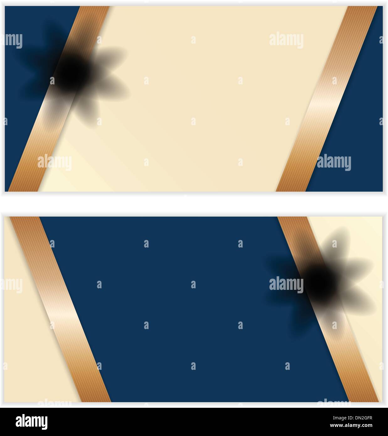 Festive Golden Bow banner blu Illustrazione Vettoriale