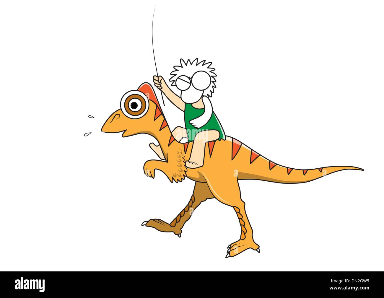 L uomo e il Dinosaur cartoon Illustrazione Vettoriale
