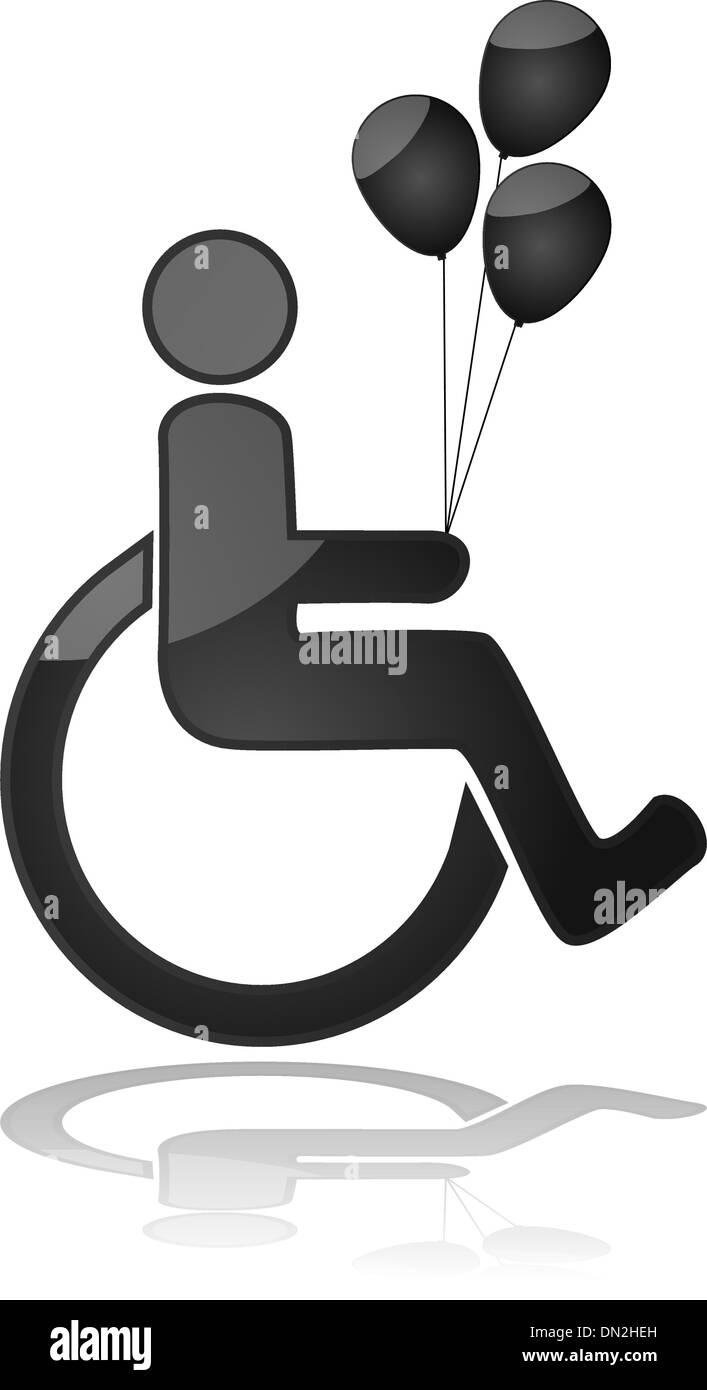 Bambino in sedia a rotelle palloncini di contenimento Illustrazione Vettoriale