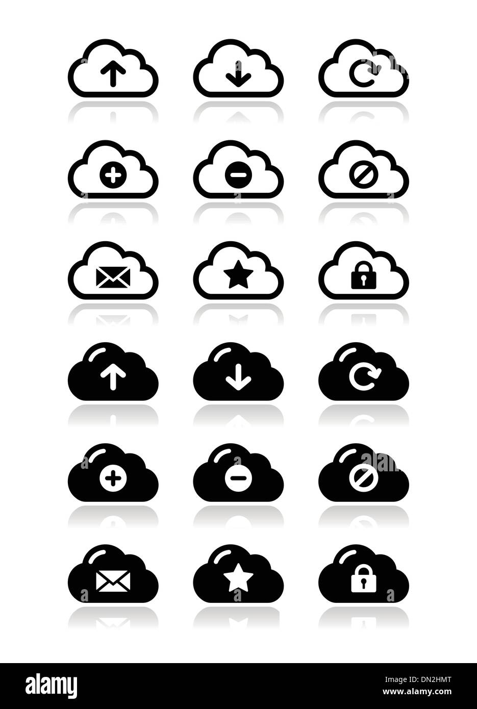 Vettore di cloud di set di icone per il web Illustrazione Vettoriale