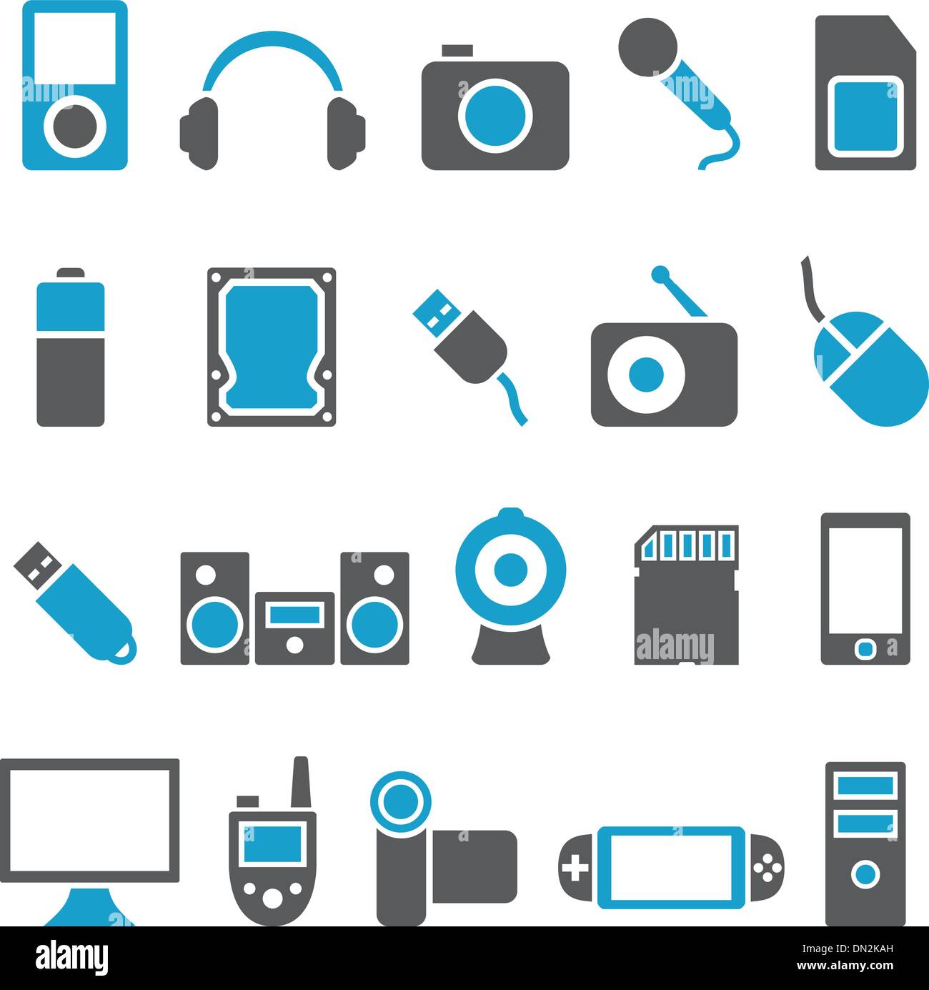 Set di icone vettoriali Elettronica e gadget Illustrazione Vettoriale