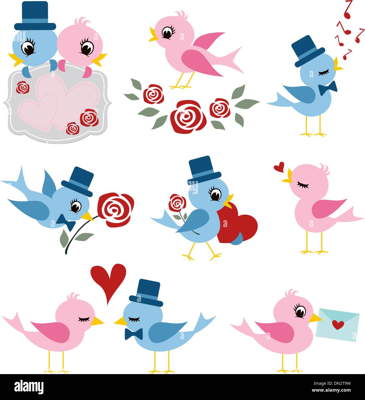 Gli uccelli giovane design per il giorno di san valentino Illustrazione Vettoriale
