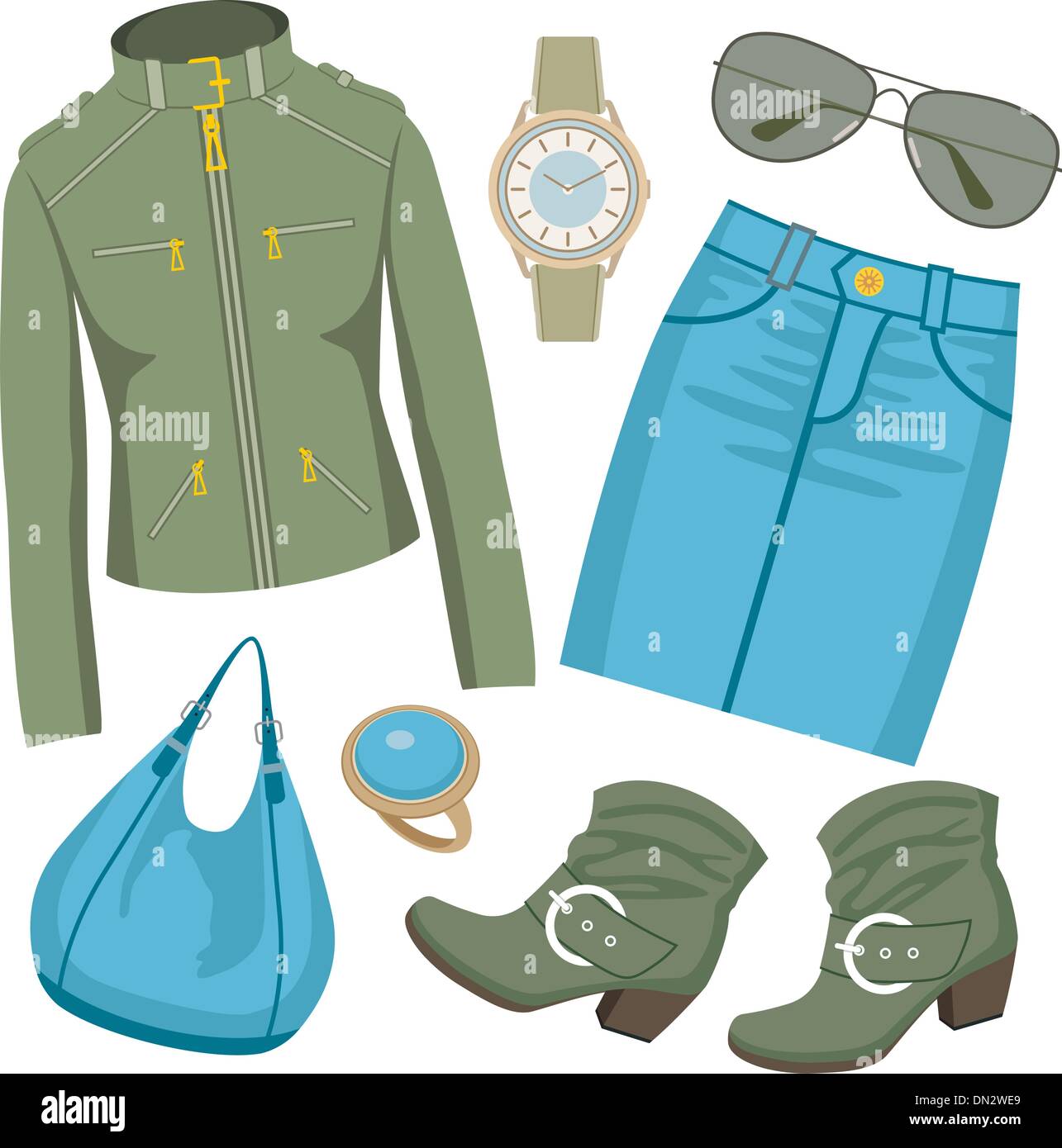 Set di moda con gonna e giacca Illustrazione Vettoriale