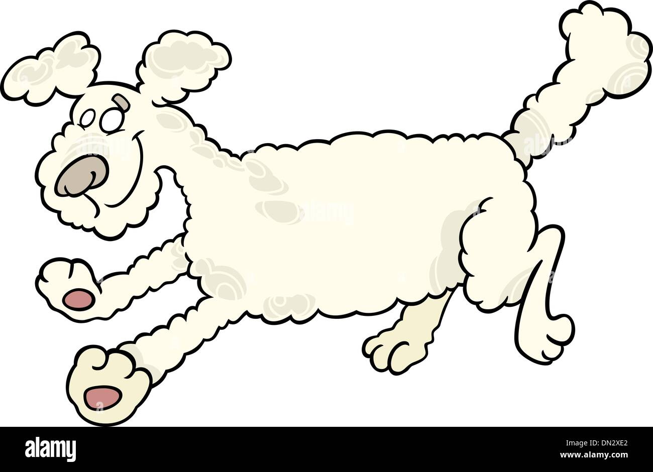 Esecuzione di cane barboncino cartoon illustrazione Illustrazione Vettoriale