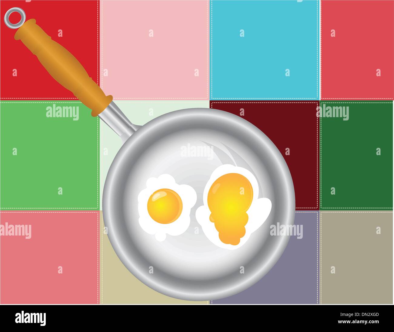 Quadrati colorati con uova fritte Illustrazione Vettoriale