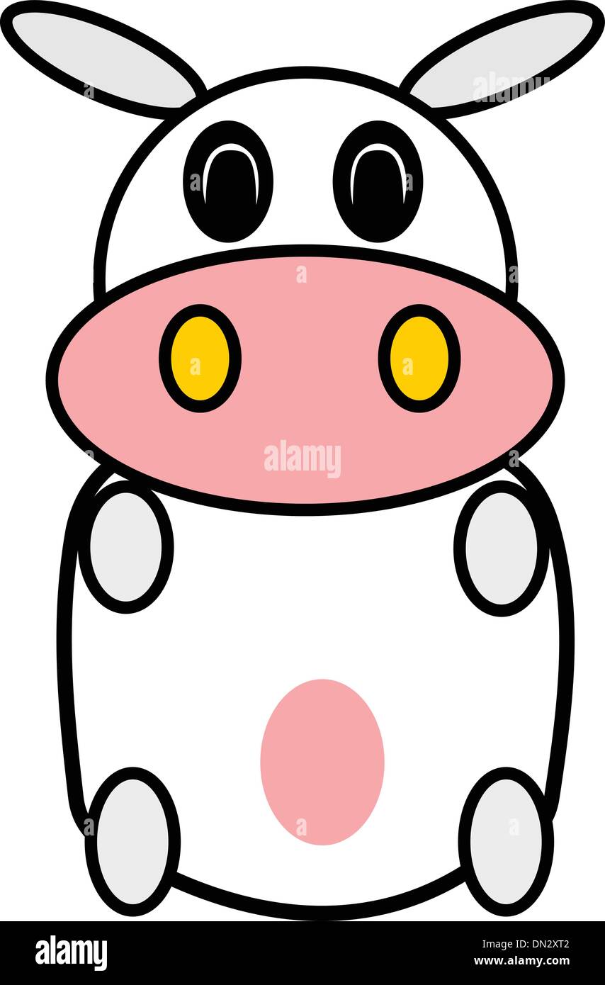 Poco cartoon mucca isolato Illustrazione Vettoriale