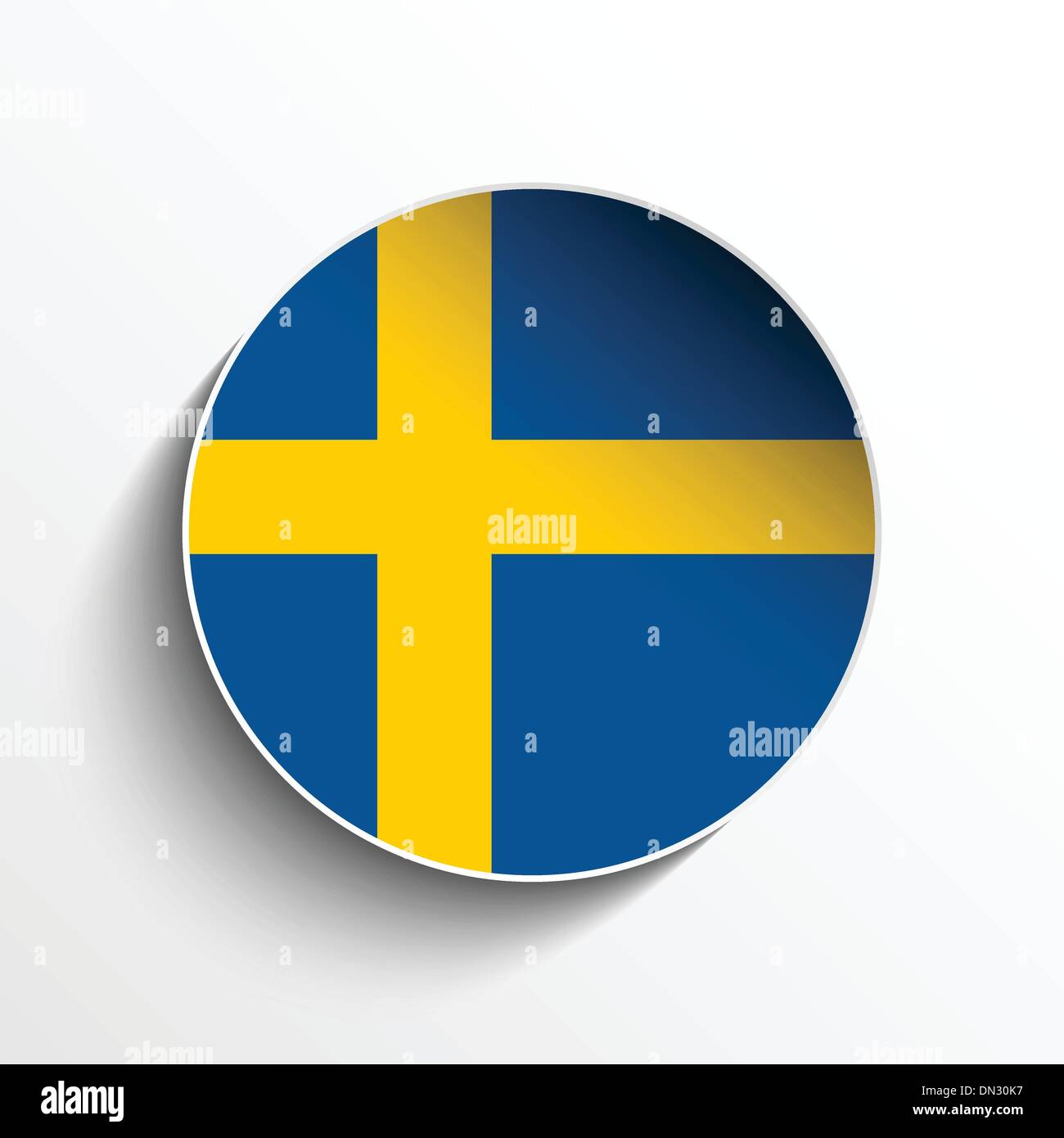 Bandiera della Svezia cerchio di carta pulsante Ombra Illustrazione Vettoriale