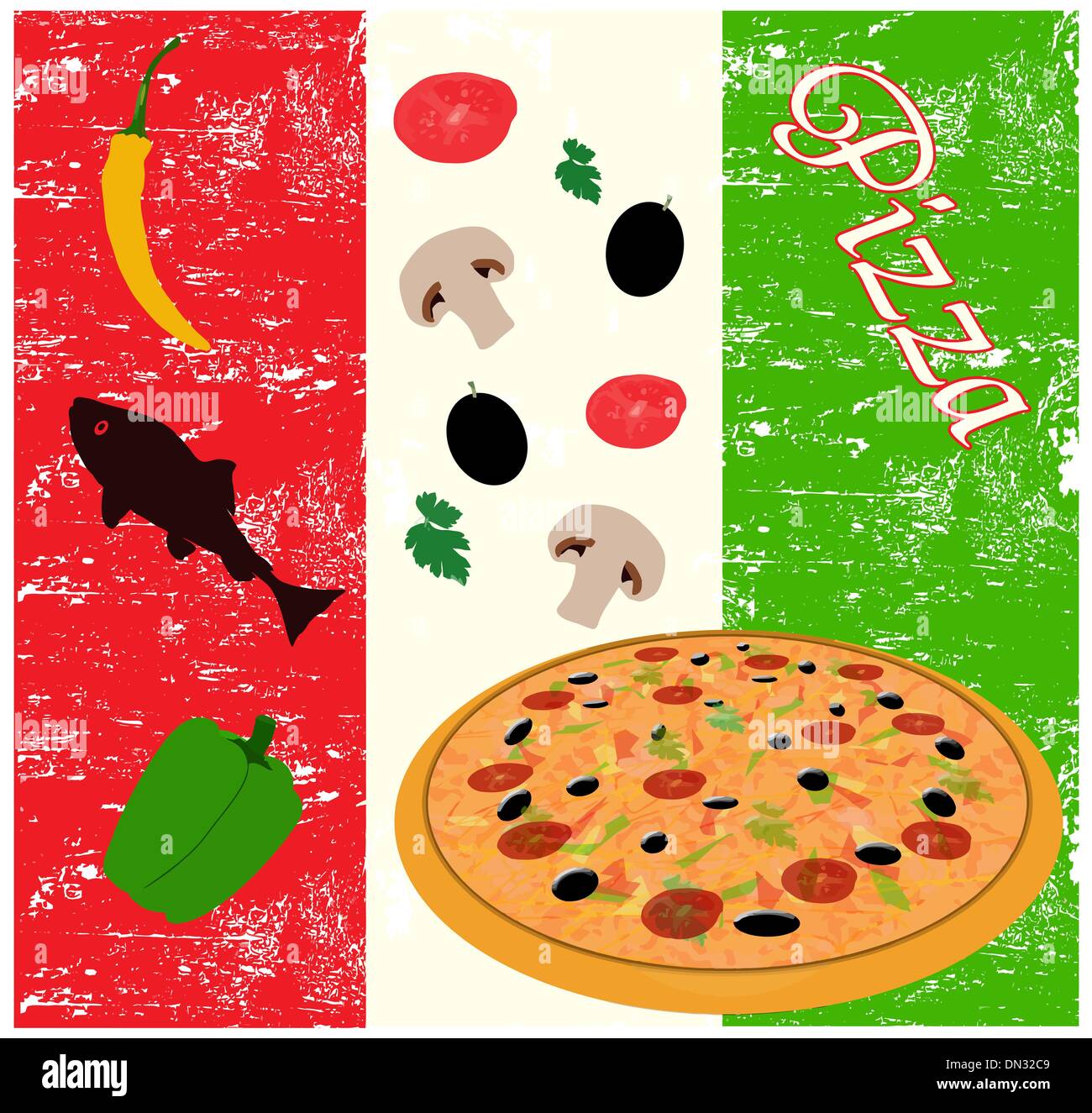 Pizza italiana poster Illustrazione Vettoriale